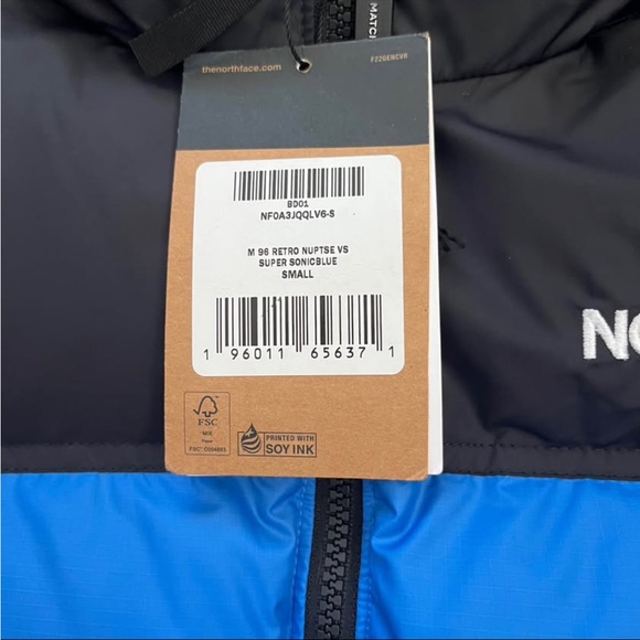The North Face Men’s 1996 Retro Nuptse 700 Down Vest Super Sonic Blue NWT Small - Picture 4 of 13
